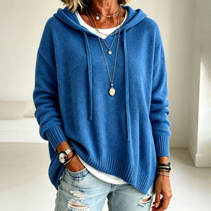 🍂 Women’s Casual Hooded Knit Sweater – Cozy Comfort Meets Effortless Autumn Style