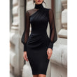 🌸Hot Sale 50% OFF💖Women's Mock Neck Mesh Bodycon Dress