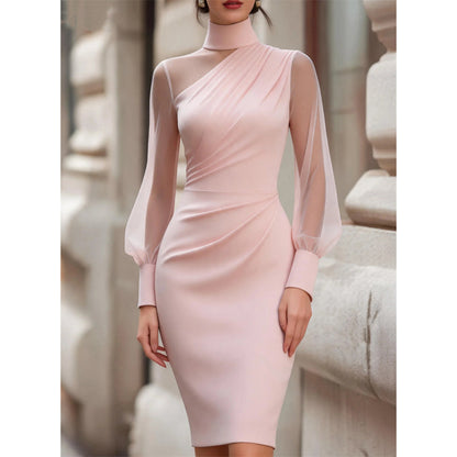 🌸Hot Sale 50% OFF💖Women's Mock Neck Mesh Bodycon Dress