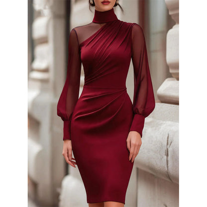 🌸Hot Sale 50% OFF💖Women's Mock Neck Mesh Bodycon Dress