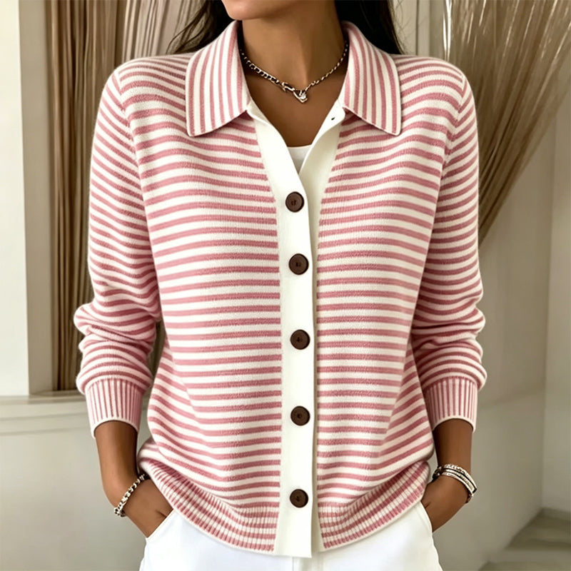 🍂 Women's Striped Knit Cardigan – Cozy Layers & Effortless Autumn Style