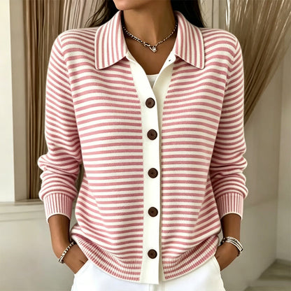 🍂 Women's Striped Knit Cardigan – Cozy Layers & Effortless Autumn Style