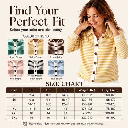 🍂 Women's Striped Knit Cardigan – Cozy Layers & Effortless Autumn Style