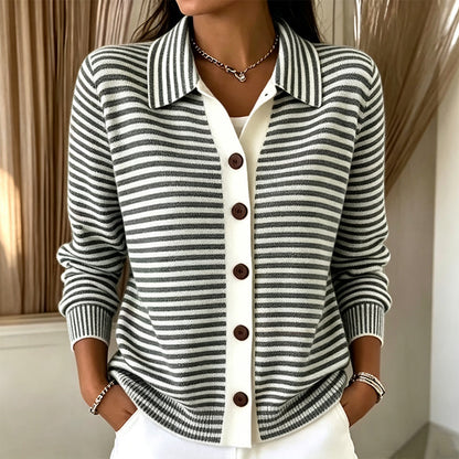 🍂 Women's Striped Knit Cardigan – Cozy Layers & Effortless Autumn Style