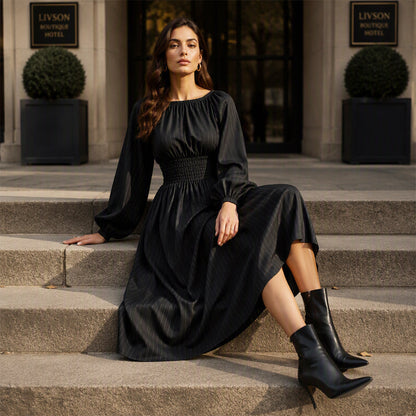 👖 LIMITED-TIME 50% OFF! ✨ Women's Striped Elastic Waist Maxi Dress