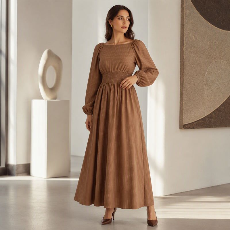 👖 LIMITED-TIME 50% OFF! ✨ Women's Striped Elastic Waist Maxi Dress