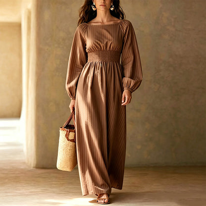 👖 LIMITED-TIME 50% OFF! ✨ Women's Striped Elastic Waist Maxi Dress