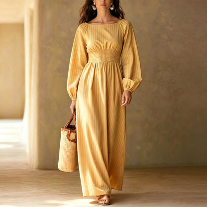 👖 LIMITED-TIME 50% OFF! ✨ Women's Striped Elastic Waist Maxi Dress