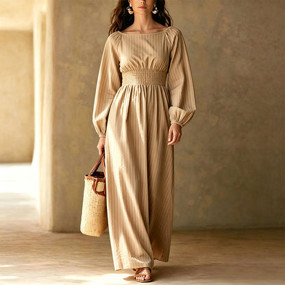 👖 LIMITED-TIME 50% OFF! ✨ Women's Striped Elastic Waist Maxi Dress