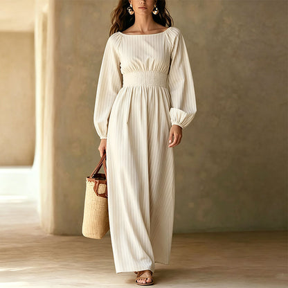 👖 LIMITED-TIME 50% OFF! ✨ Women's Striped Elastic Waist Maxi Dress