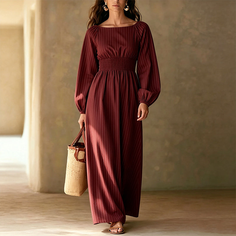 👖 LIMITED-TIME 50% OFF! ✨ Women's Striped Elastic Waist Maxi Dress