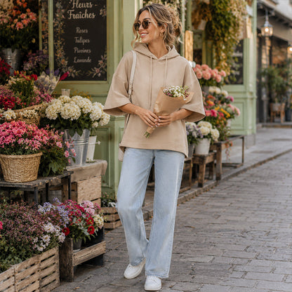 ⏰Last Day Sale 50% Off💃Women's Loose Fit Wide Sleeve Hoodie Casual Sweatshirt