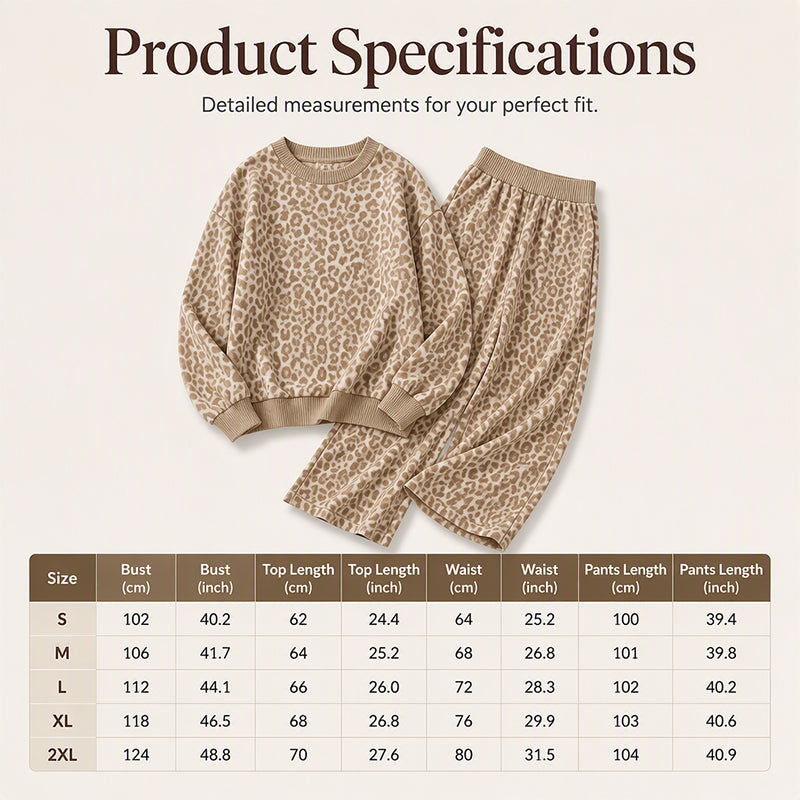 🌸Hot Sale 50% OFF💖Women's Leopard Print Sweatshirt & Wide-Leg Pants Set