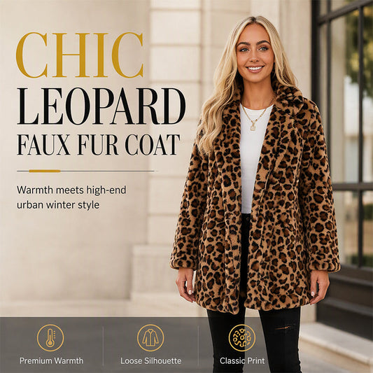 ❄️ Luxe Winter Style | Women's Leopard Print Faux Fur Coat