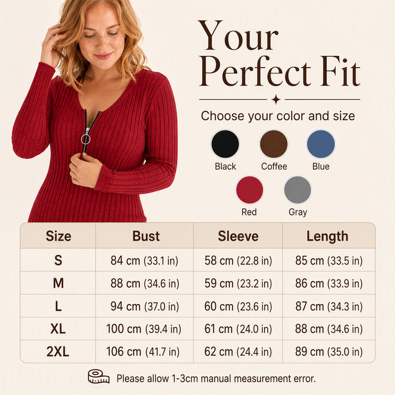 Women's Front Zipper Ribbed Knit Dress