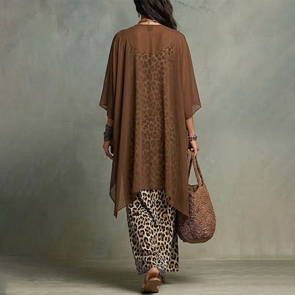Women's Chic Flowy Maxi Dress and Cover-Up Set