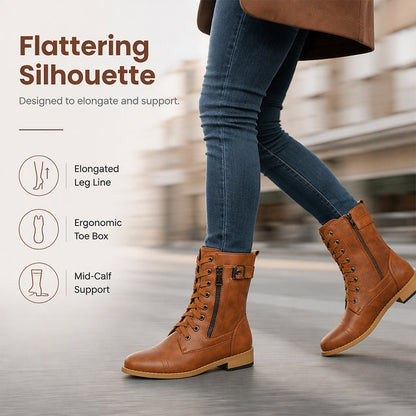 Women's Round Toe Chunky Heel Martin Boots