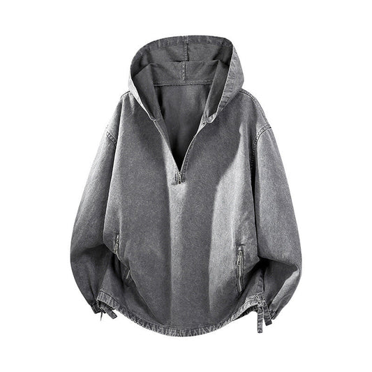 👖 LIMITED-TIME 50% OFF! ✨ Men's Vintage Washed Half-Zip Hooded Top
