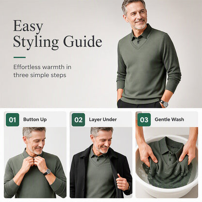Men's False Two-Piece Long Sleeve Top