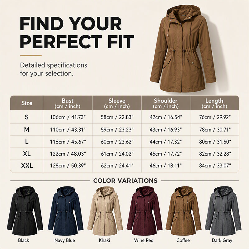 ⏰Last Day Sale 50% Off💃Women's Water Resistant Hooded Rain Jacket