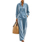 💎 Luxe Texture, Effortless Two-Piece Style | Women's Velour Wide-Leg Set ⚡ Free Shipping