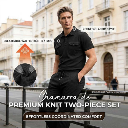 🌿Men's Waffle-Knit Short Sleeve Top & Pants Set– Casual Comfort Meets Effortless Autumn Style