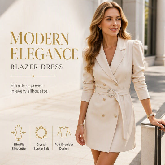 🌸Hot Sale 50% OFF💖Women's Elegant Double-Breasted Blazer Dress