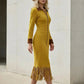 ⏰Last Day Sale 50% Off💃Women's Long Sleeve Tassel Hem Midi Dress