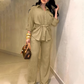 ⏰Last Day Sale 50% Off💃Women's Drawstring Shirt & Wide-Leg Pants Set