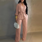 ⏰Last Day Sale 50% Off💃Women's Drawstring Shirt & Wide-Leg Pants Set