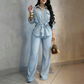 ⏰Last Day Sale 50% Off💃Women's Drawstring Shirt & Wide-Leg Pants Set