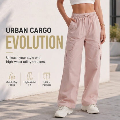 ✨Effortless Style | Women’s High-Waisted Quick-Dry Wide-Leg Cargo Pants