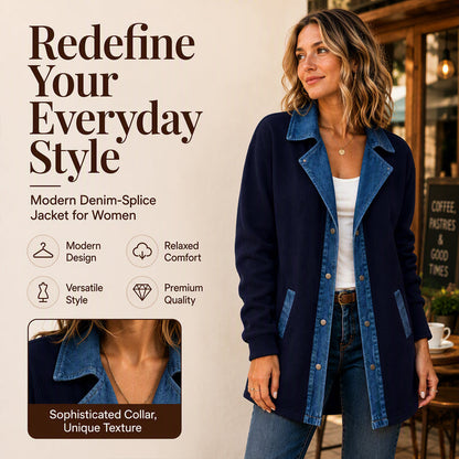 ✨ Easy Everyday Style | Women's Denim Patchwork Casual Jacket