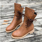 🍂 Timeless Everyday Style | Women's Distressed Lace-Up Mid-Calf Boots