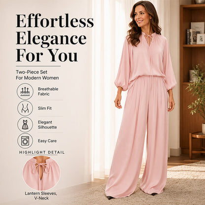 ✨ Easy Everyday Comfort | Women's Relaxed-Fit Top & Trousers 2-Piece Set