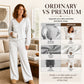 ✨ Effortless Comfort | Women's V-Neck Off-Shoulder Top & Wide-Leg Pants 2-Piece Set