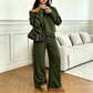 ✨ Effortless Comfort | Women's V-Neck Off-Shoulder Top & Wide-Leg Pants 2-Piece Set