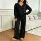 ✨ Effortless Comfort | Women's V-Neck Off-Shoulder Top & Wide-Leg Pants 2-Piece Set