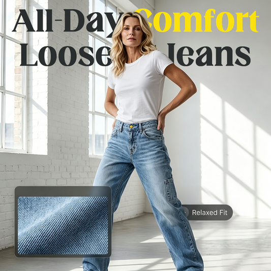 ✨ Easy Everyday Comfort | Women's Relaxed-Fit Straight-Leg Jeans