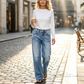 ✨ Easy Everyday Comfort | Women's Relaxed-Fit Straight-Leg Jeans