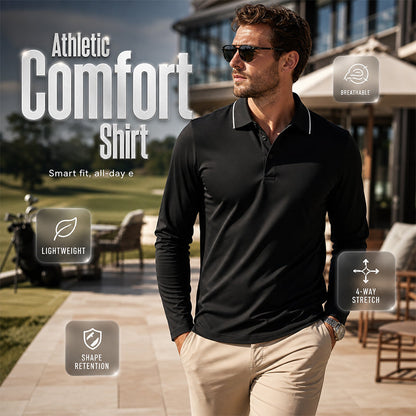 ✨ Easy Everyday Comfort | Men's Contrast-Collar Short-Sleeve Polo Shirt