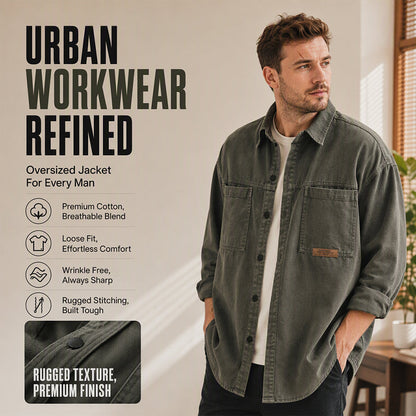 ✨ Easy Everyday Style | Men's Relaxed-Fit Multi-Pocket Utility Shirt