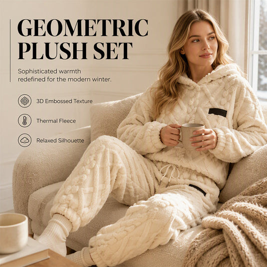 ☁️ Cozy Everyday Comfort | Women's Plush Textured Hoodie & Pants 2-Piece Set