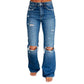 ✨ Flattering Everyday Style | Women's High-Waisted Distressed Wide-Leg Jeans