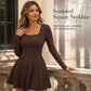 ✨ Flattering Elegance | Women's Square-Neck Long-Sleeve A-Line Mini Dress