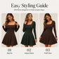 ✨ Flattering Elegance | Women's Square-Neck Long-Sleeve A-Line Mini Dress