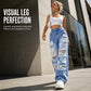 ✨ Flattering Denim Style | Women's High-Rise Distressed Wide-Leg Jeans