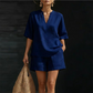 ☀️ Lightweight Comfort | Women's V-Neck Top & Wide-Leg Shorts 2-Piece Set