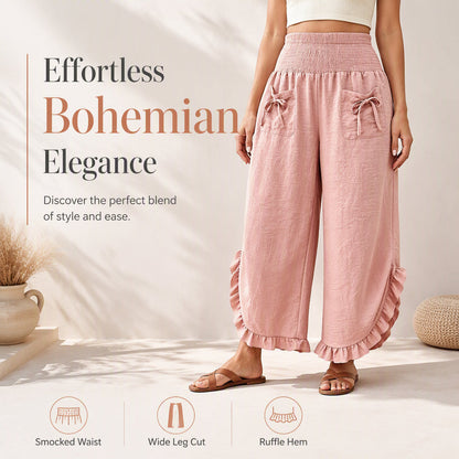 ✨ Effortless Everyday Style | Women's Smocked High-Waist Wide-Leg Pants