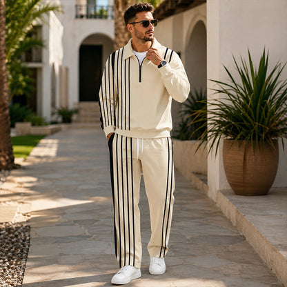 ✨ Easy Everyday Comfort | Men's Printed Half-Zip Tracksuit 2-Piece Set